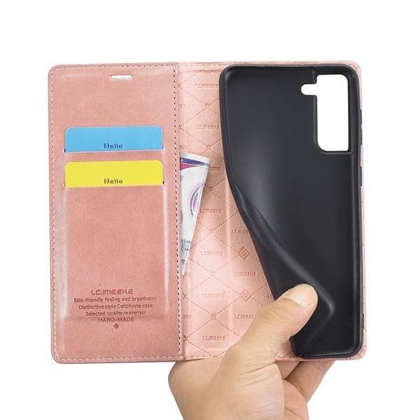 LC.IMEEKE Plånboksfodral Samsung Galaxy S22+ 5G - Konstläder - Rosa