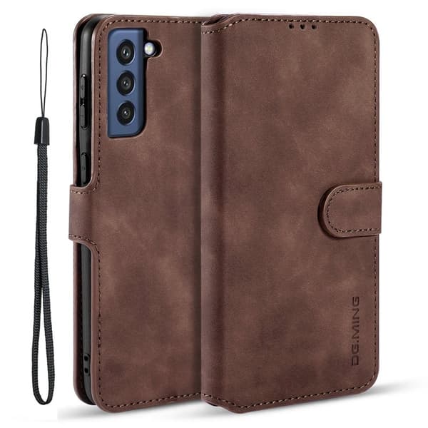 DG.MING Retro KonstläderPlånboksfodral Samsung Galaxy S21 FE - Brun