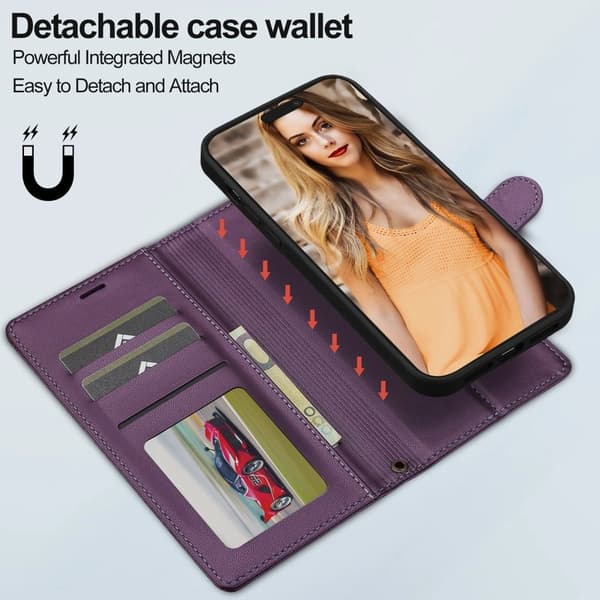 LC.IMEEKE L2 Series iPhone 14 Pro Plånboksfodral Konstläder - Lila