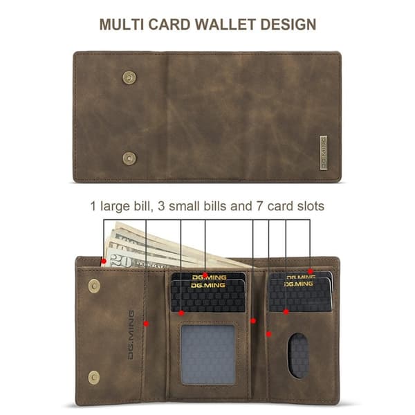 DG.MING M1 Wallet Mobilskal med Kickstand för iPhone 11 Pro - Brun