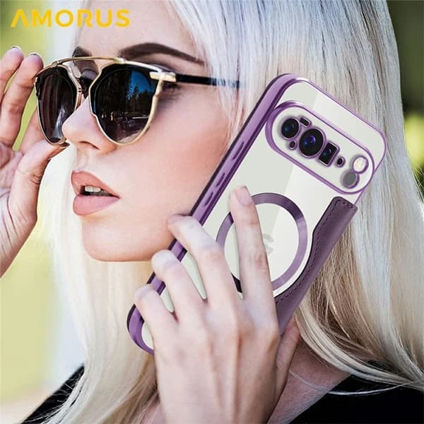 AMORUS Google Pixel 10 Pro XL Plånboksfodral Magsafe RFID-Skydd - Lila Lila