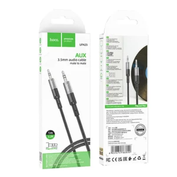 Hoco AUX 3.5mm Jackkabel 1m - Metal Grå Grå