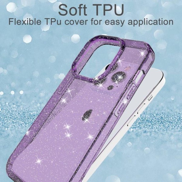 iPhone 14 Pro Skal Glitter Powder - Transparent Lila