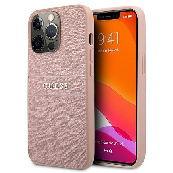 Guess iPhone 13 Pro Skal Max Saffiano Stripe - Rosa Rosa