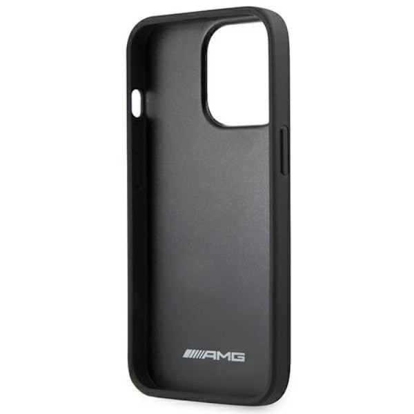 AMG iPhone 14 Pro Skal Läder Debossed Lines - Svart Svart
