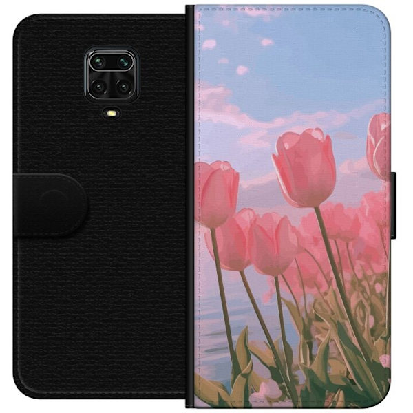 Plånboksfodral till Xiaomi Redmi Note 9 Pro med Rosa Tulpaner