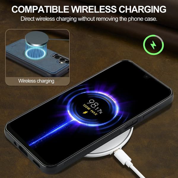 LC.IMEEKE Mobilskal för Samsung Galaxy S26 Plus Magnetiskt Konstläder - Blå