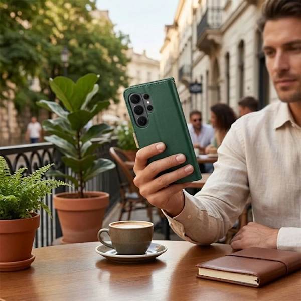 Plånboksfodral För Galaxy S26 Plus Split - Grön/Gud Grå