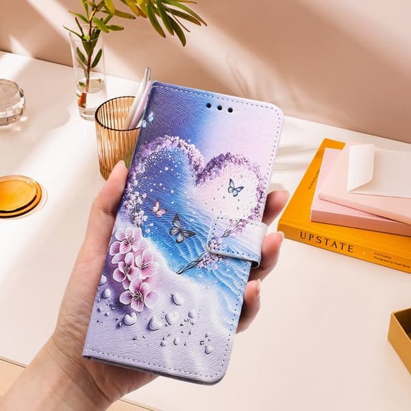 YX-2501 Samsung Galaxy A55 5G Plånboksfodral Konstläder - Hjärtfjäril