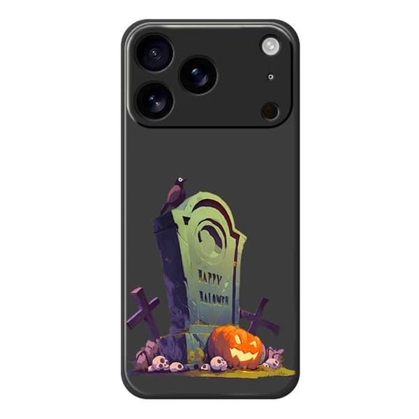 Mobilskal till iPhone 17 Pro med Halloween Tombstone Pattern - Svart Svart