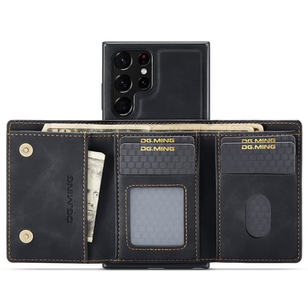 DG.MING M1 Wallet Mobilskal för Samsung Galaxy S22 Ultra 5G - Svart