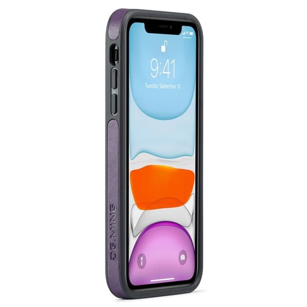 DG.MING Mobilskal till iPhone 11 PU Läder Coated PC+TPU - Lila