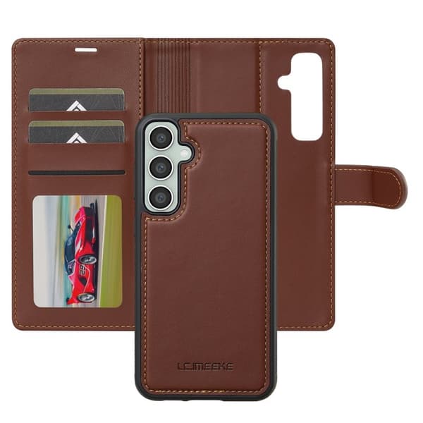 LC.IMEEKE L2 Series Samsung Galaxy S24+ Plånboksfodral Konstläder - Brun