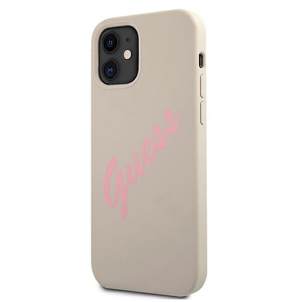 Guess Skal iPhone 12 Mini Silikon Vintage - Rosa/Grå Rosa