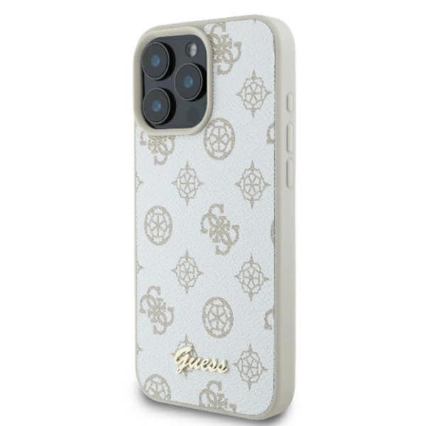 Guess Telefontaske til iPhone 16 Pro MagSafe Peony Script Logo - Hvid Vit
