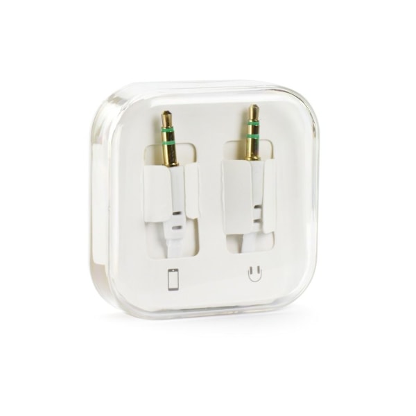 Platt AUX kabel 3.5mm Jack vit 1m Vit