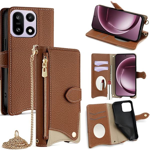 OnePlus 15 5G Plånboksfodral Irregular Tail Style Konstläder Brun