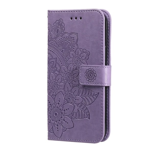 iPhone 17 Pro Max Konstläder Plånboksfodral Floral Pattern - Lila Lila