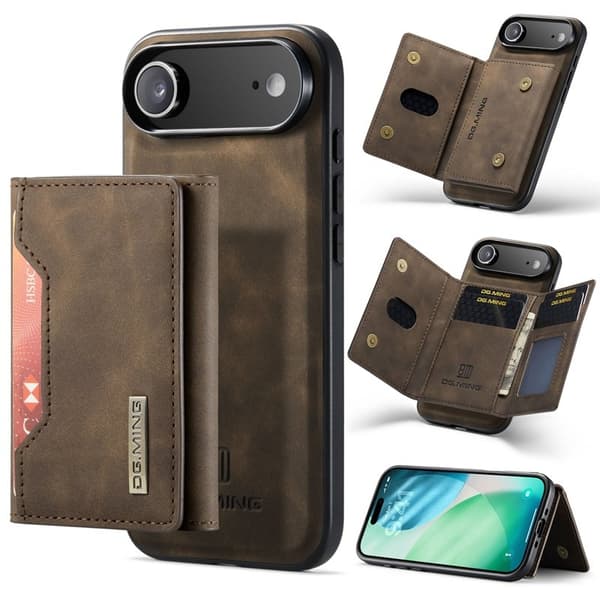 DG.MING iPhone Air Konstläder Plånboksfodral PU + PC + TPU - Brun