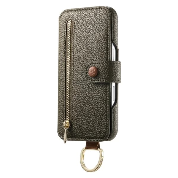 iPhone 17 Pro Max Konstläder Plånboksfodral RFID-Skydd Zipper - Grön Grön