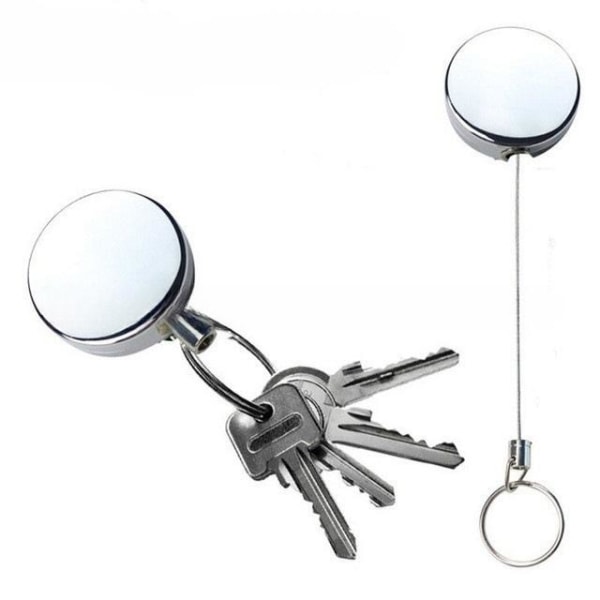 Udtrækkelig nøglering med yo-yo funktion - Sølv