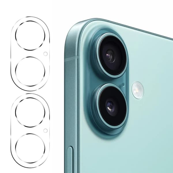 [2-Pack] BOOM iPhone 17/16 Kameralinsskydd Härdat Glas Transparent