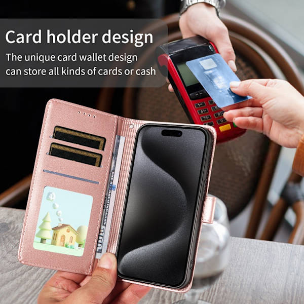 OnePlus 15 Konstläder Plånboksfodral RFID-Skydd Imprinted Dog Pattern Rosa