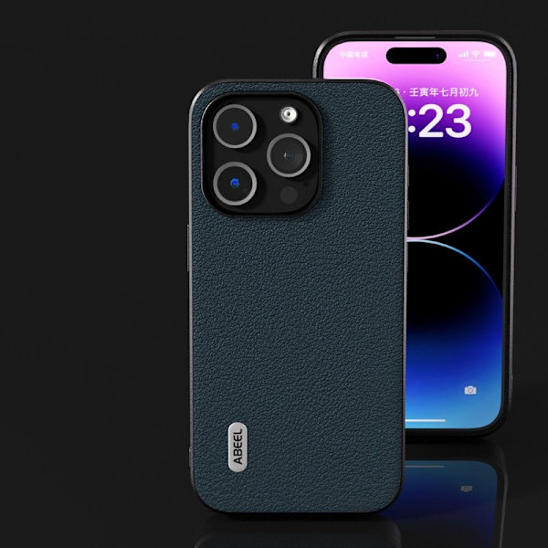 ABEEL Mobilskal till iPhone 15 Pro Äkta Läder + PC + TPU - Grön