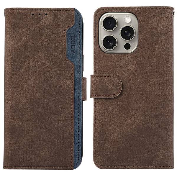 ABEEL iPhone 12 / 12 Pro Plånboksfodral RFID-Skydd Konstläder Brun