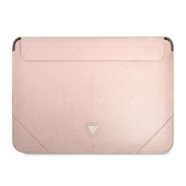 Guess Computer Case 16" Saffiano Triangle -logo - vaaleanpunainen