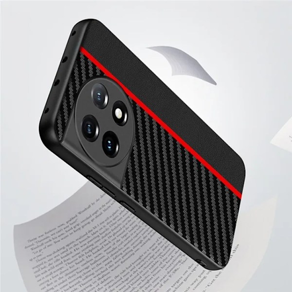 OnePlus 11 5G Mobilskal Carbon Fiber PU-Läder - Gul