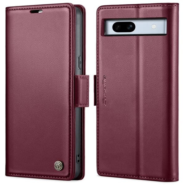 CASEME Plånboksfodral Konstläder för Google Pixel 7a med RFID-Skydd - Röd