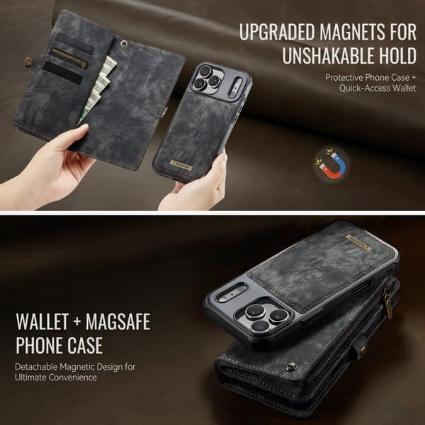 CASEME 008 iPhone 17 Pro Plånboksfodral i Konstläder med - Svart