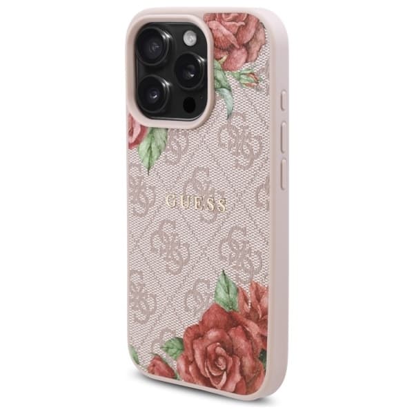 Guess telefontaske til iPhone 16 Pro Max MagSafe 4G Blomsterprint - Lyserød Rosa