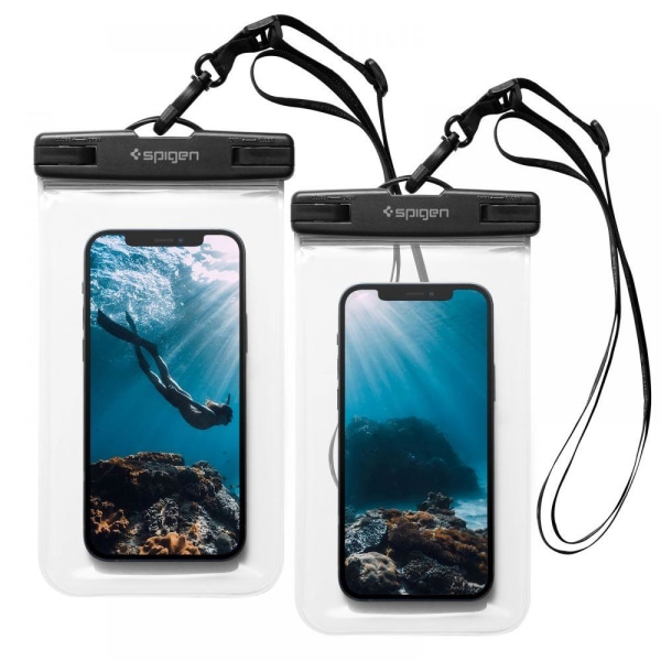 Spigen 2-Pack Universal vedenpitävät matkapuhelinkotelot A601 - Crystal Cl