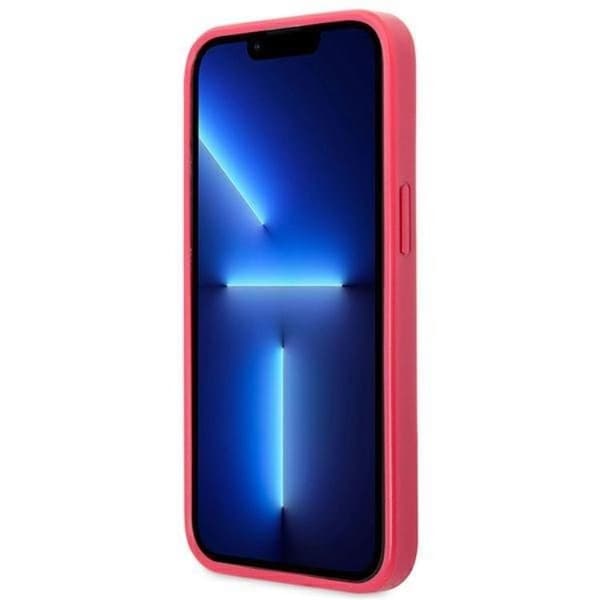 Guess Mobilskal till iPhone 13 Pro Saffiano Small Metall Logo - Rosa Rosa