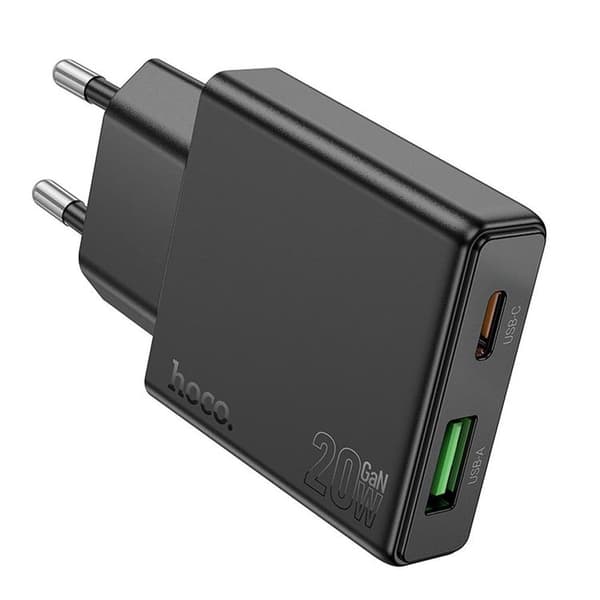 Hoco Snabbladdare PD 20W USB-A USB-C QC3.0 3A N38 - Svart