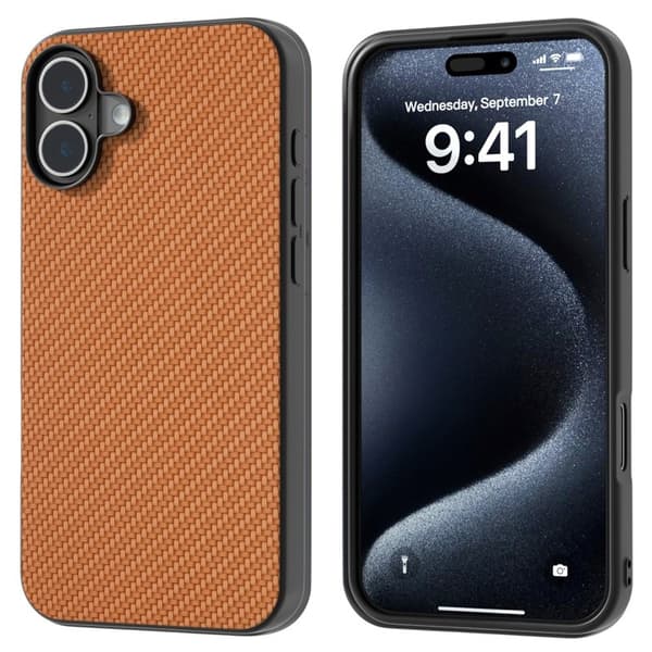 ABEEL Mobilskal till iPhone 16 Plus Hybrid Kolfiber Ljusbrun