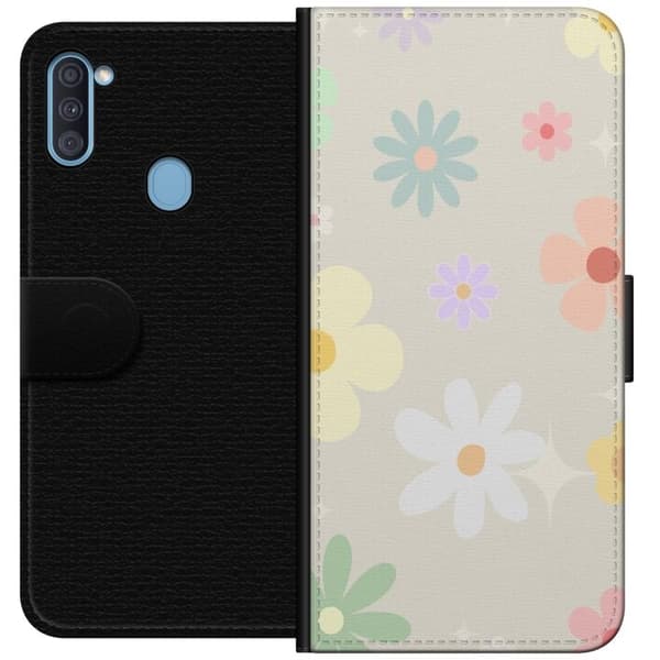 Plånboksfodral till Samsung Galaxy A11 med fejdande blommor
