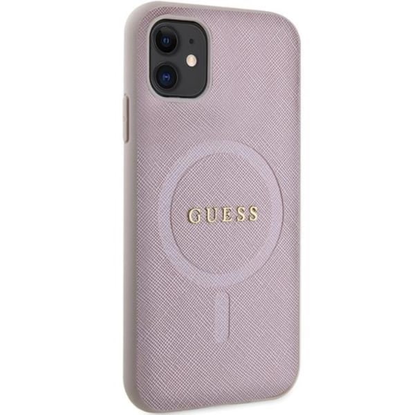 Guess iPhone 11/XR -mobiilikotelo Magsafe Saffiano - vaaleanpunainen