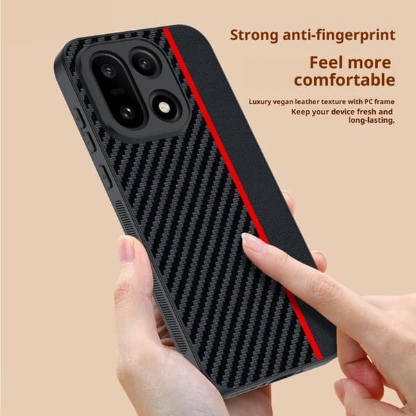 Mobilskal till OnePlus 15 5G Carbon Fiber Texture Läder Gul
