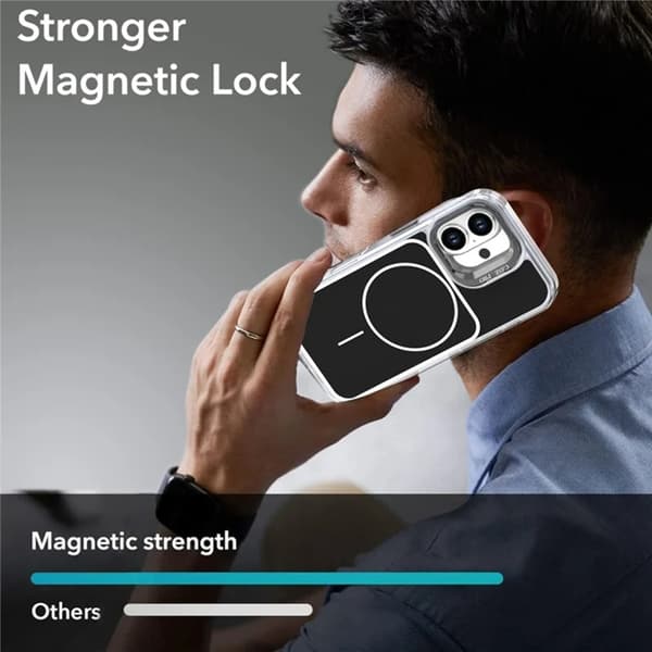 Mobilskal till iPhone 16 Plus MagSafe Lens Kickstand med Handrem Svart