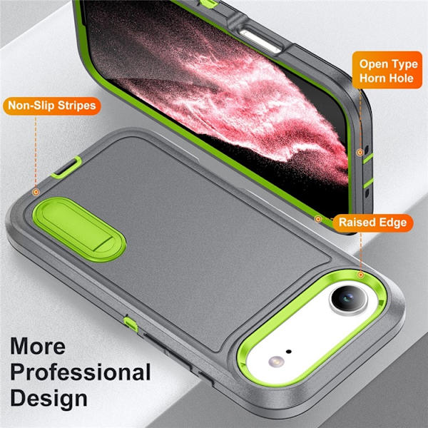 Mobilskal till iPhone Air Kickstand Silikon - Grå/Grön Grön