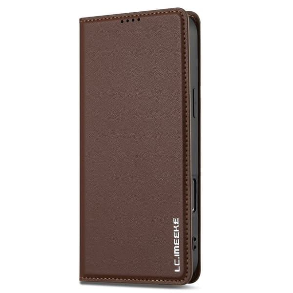 LC.IMEEKE L1 Series iPhone 16 Pro Max Plånboksfodral Konstläder - Brun