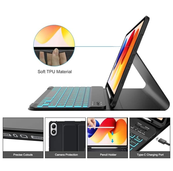 Tech-Protect Xiaomi Redmi Pad 2 Pro Taske med Tastatur - Sort Svart