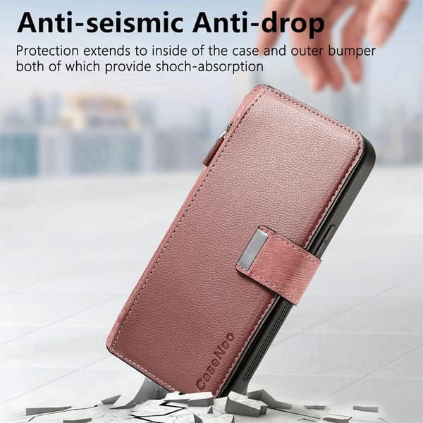 CASENEO MW-02 iPhone 16 Pro Max Plånboksfodral Konstläder - Rosa