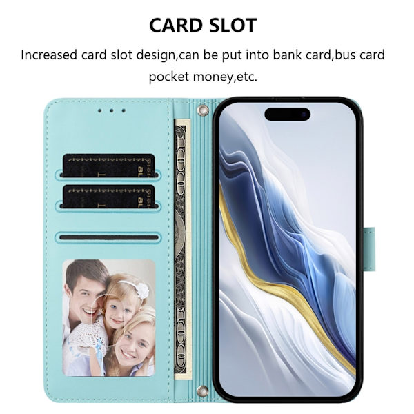 OnePlus 15 Konstläder Plånboksfodral Love Cat Pattern Imprint Grön
