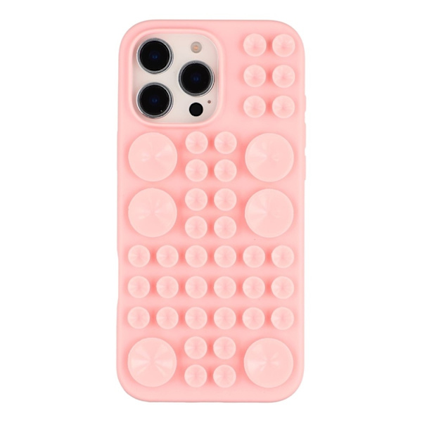 Mobilskal till iPhone 16 Pro Max Sugkopp Silikon med Tygfoder - Rosa Rosa