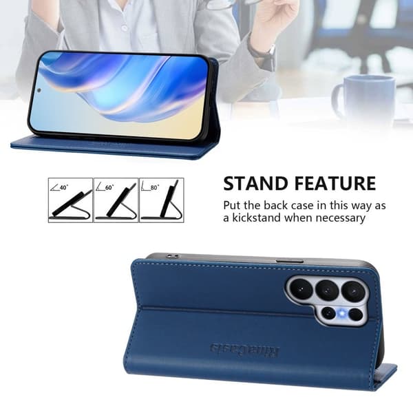 RINACASIS Samsung Galaxy S26 Ultra Plånboksfodral Konstläder RFID Skydd - Blå