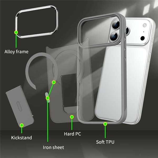 Mobilskal till iPhone 17 Pro Max MagSafe PC+TPU med Kickstand - Lila Lila